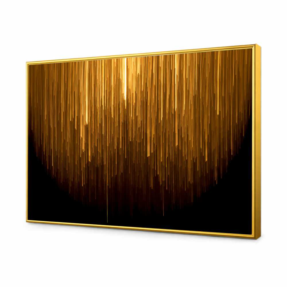 Quadro Decorativo Abstrato Linhas Douradas com Fundo Preto